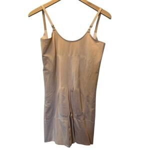 Spanx Women's Beige Open Bust Mid-Tight Stretch Bodysuit Shapewear 1X soft nude